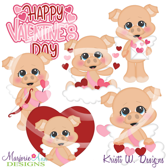 Cupid Piglets SVG Cutting Files/Paper Piecing + Clipart - Click Image to Close